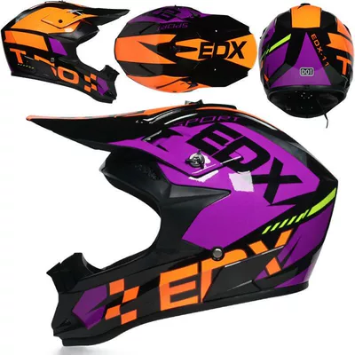Motosiklet kaskı (dəbilqə) | mountain bike riding - bright-purple-black-orange-goggles-gloves-mask-s