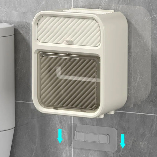 Bathroom tissue box wall-mounted paper roll punch-free paper box storage box home bathroom double-layer storage rack