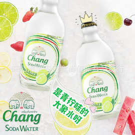 泰国原装进口青柠味大象气泡水象牌苏打水饮用水玻璃瓶装 325ml