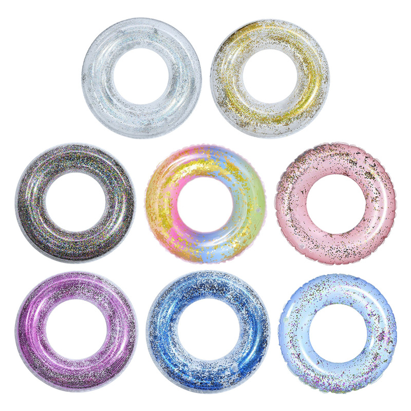 Thickened Swimming Ring for Adults and Children, Sequined Swimming Ring, Beach Swimming Pool, Water Lifebuoy, Armpit Ring