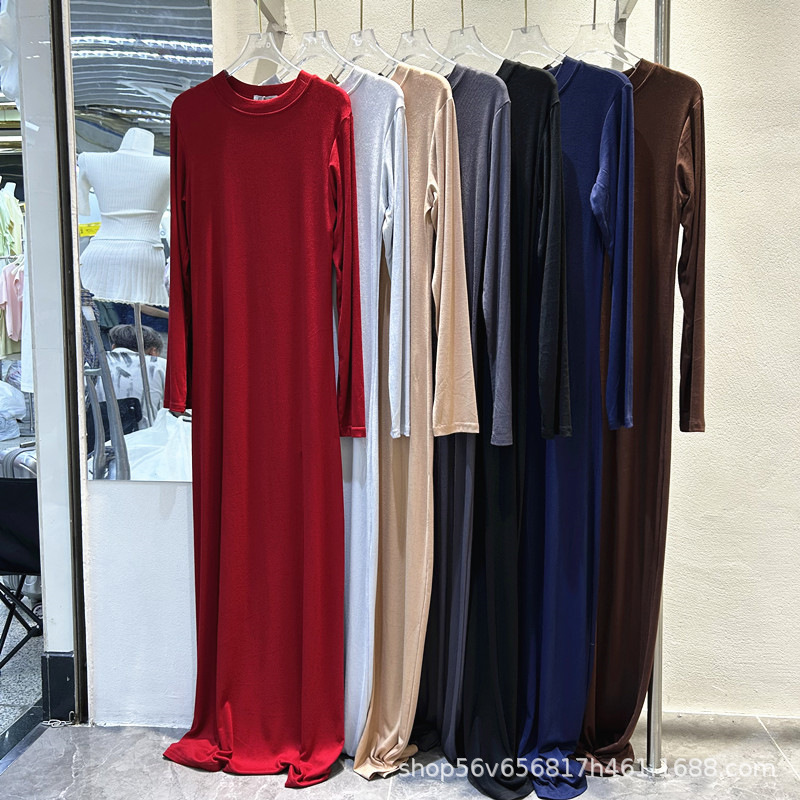 Solid Color Long Dress for Women, Autumn 2025 New Style, Long-Sleeved, Loose Fit, Plus Size, Casual Ankle-Length Dress for Beach Photos