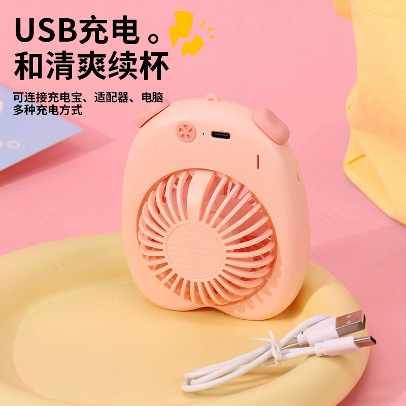 Милый ручной вентилятор с USB-зарядкой, настольный ремешок, панда