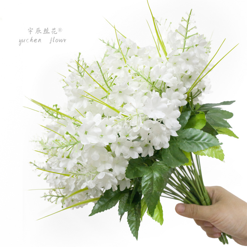 Wholesale Artificial Bouquet Five-Pronged Hyacinth Fake Flowers Lavender Silk Flowers Home Decoration Flower Arrangement Ornaments Green Plants