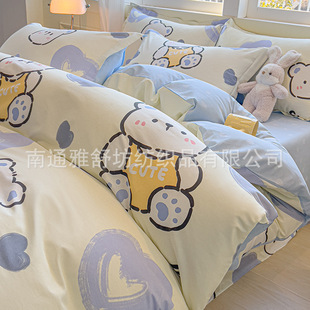 Class a Cotton Non-Fluorescent Cartoon Bedding Set Four-Piece Set Single Product Duvet Cover Bedding Parent-Child Cartoon