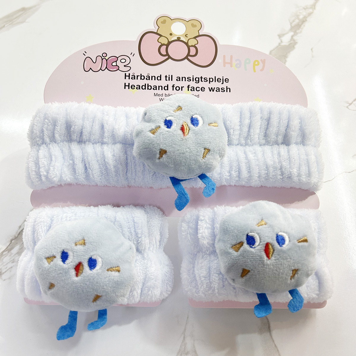 Banda de cabello de moda con tarjeta de papel dulce decoración de animales pequeños de peluche de lavado banda de cabello de dibujos animados correa de muñeca tridimensional