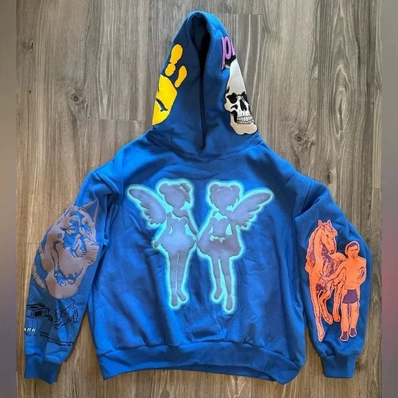 American New Y2K Cartoon Skull Street Hip-Hop Trendy Tops for Men and Women, Loose Pullover Sweatshirts Wholesale