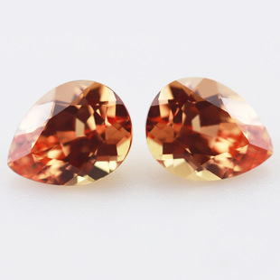 Factory Outlet Pear-shaped Cultivated Color Gem Drop-shaped Orange Blue Color Bare Stone DIY Jewelry Accessories