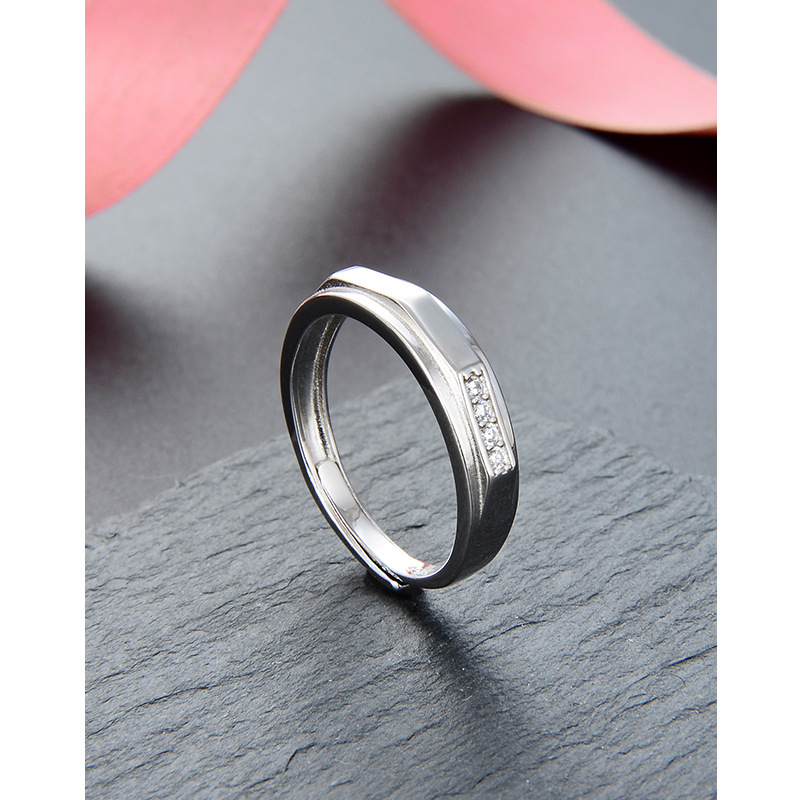 Diamante s925 anillo de plata joyería de las mujeres Corea del Sur Dongdaemun simple dulce geométrico anillo abierto al por mayor
