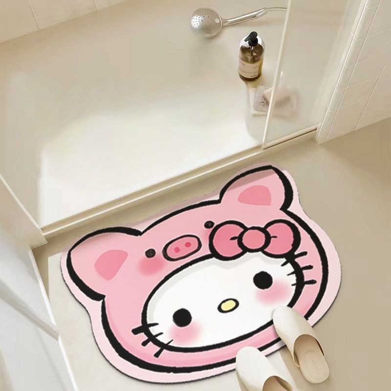 可爱凯蒂猫硅藻泥浴室吸水速干垫入户防滑门垫家用门口装饰脚垫|undefined