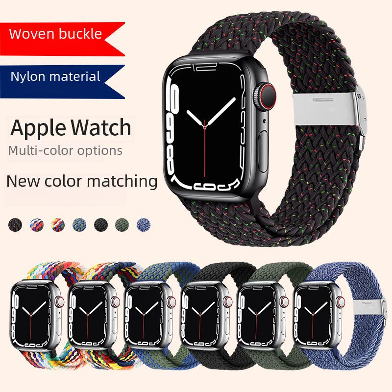 適用s10蘋果錶帶iwatch編織尼龍迴環錶帶一體applewatch手錶錶帶