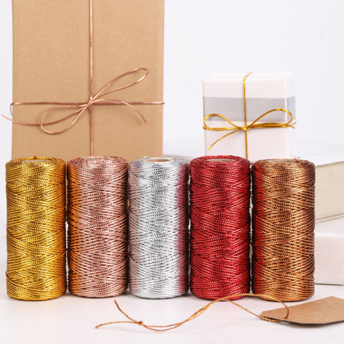 1.5mm gold and silver wire tag line 16 strands flat hollow gold wire non-elastic gift packaging line cross-border hot sale