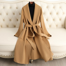 跨境专供双面羊绒大衣中长款显瘦气质高端2025秋冬新款羊毛呢外套
