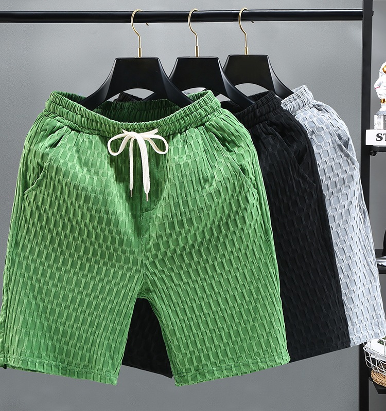 Porter des shorts en été, des hommes de plage tricotés décontractés et minces, des vêtements tendance pour la maison et l'extérieur, des pantalons deux pièces pour hommes_voghion.com