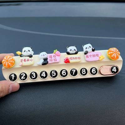 Car creative temporary parking: Nömrəli dayanma kartı - patch-text-panda-white-aromatherapy-license-plate-genuine