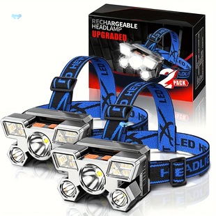 1Pc/2Pcs Portable 5 Led Headlight Rechargeable Headlamps Cross-Border