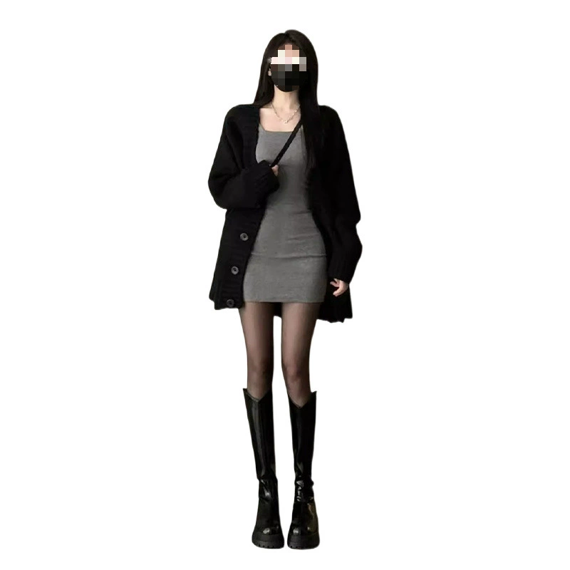 Autumn black sweater, cardigan, jacket
