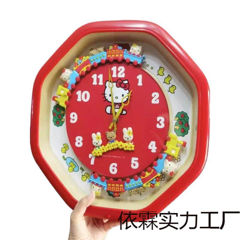 小火车玩具挂钟质量时钟创意玩具猫挂钟可爱客厅塑料|undefined