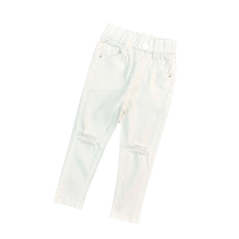 어린이 슬림 핏 흑백 바지 올 매치 슬림 핏 하이 스트레치 일본 청바지 스타일리 키 홀 CC802