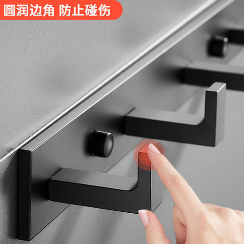 Bathroom towel hooks, clothes hooks, no punching wall hanging, black bathroom clothes row hooks wall manufacturer