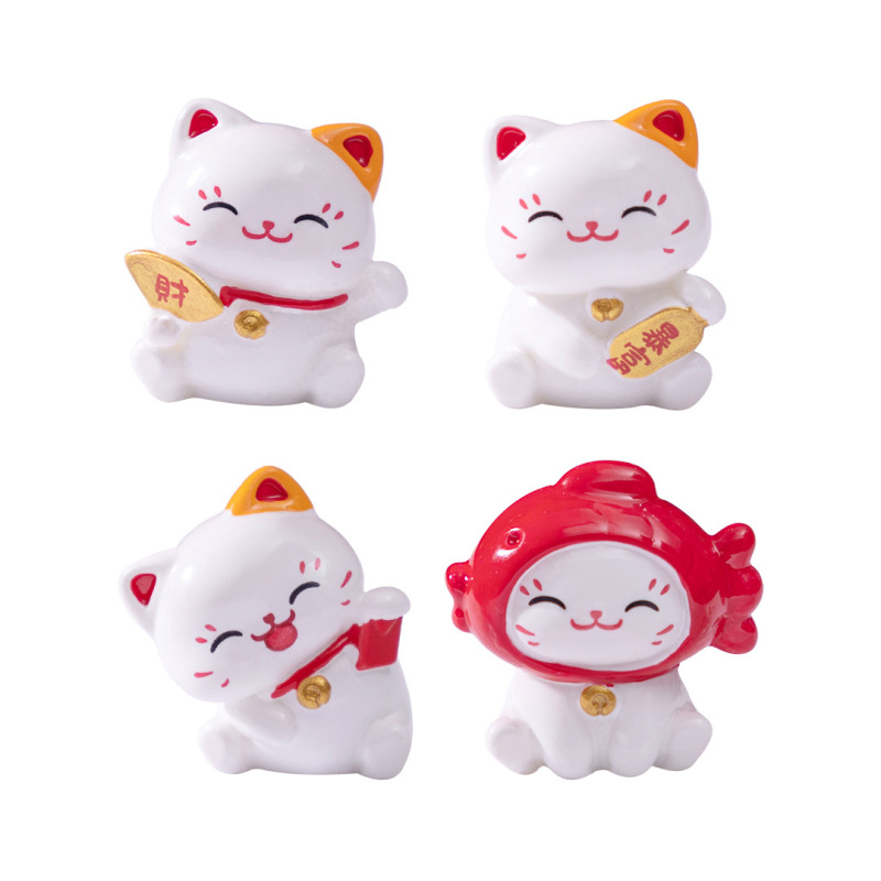 マイクロ風景かわいい新年招き猫人形かわいい diy 装飾ブラインドバッグアクセサリーデスクトップ車の装飾品|undefined