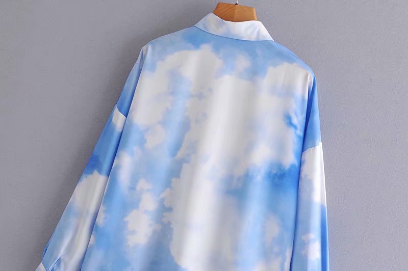 blue sky and white clouds loose pocket shirt  NSAM36317