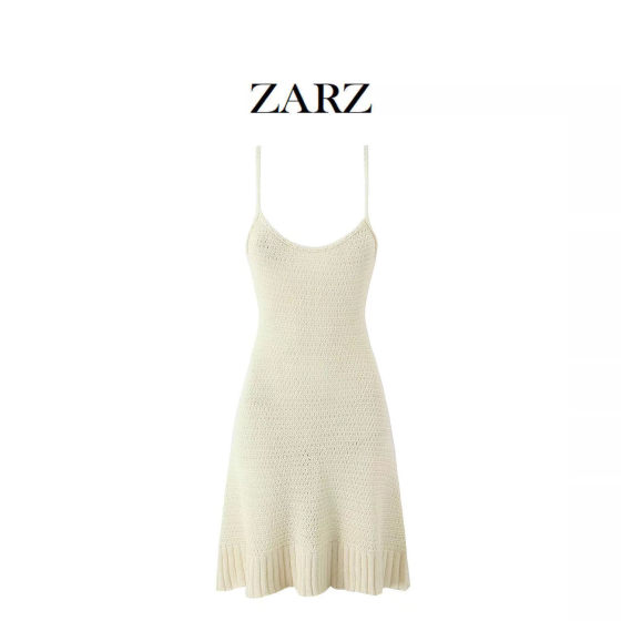 ZARZ Homemade European and American Style New Women's Classic Fashion Knitted Sling Ruffled dress
