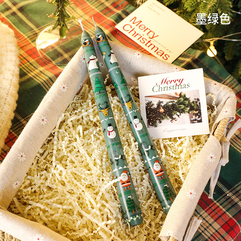 かわいいクリスマスの漫画のパラフィン25cmのプリントの長い竿のろうそくは雰囲気のホテルのレストランを飾って燭台を飾ります。|undefined
