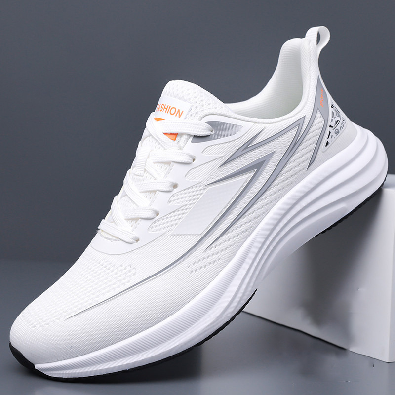 Men's Shoes Summer New Soft-Soled Sports Casual Shoes Men's Versatile Fly-Knit Breathable Mesh Shoes Travel Shoes Trendy