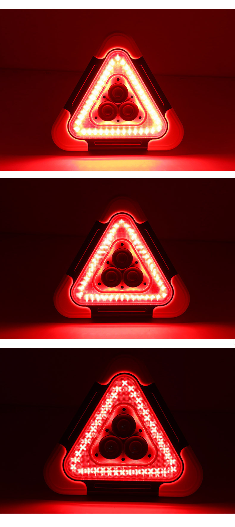 Car Triangular Warning Sign, Car Triangular Stand, Solar Triangular Sign, Driving Safety Emergency Light, Vehicle Warning Stand