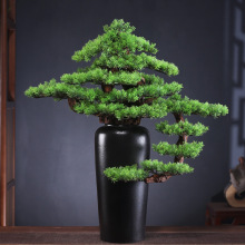 新中式仿真迎客松盆栽植物老桩假树摆件家居客厅办公室酒店装饰品