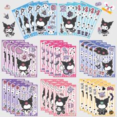 8枚/包クロミが顔を変えるシールアニメかわいいサンリオmake a face知育DIYパズル