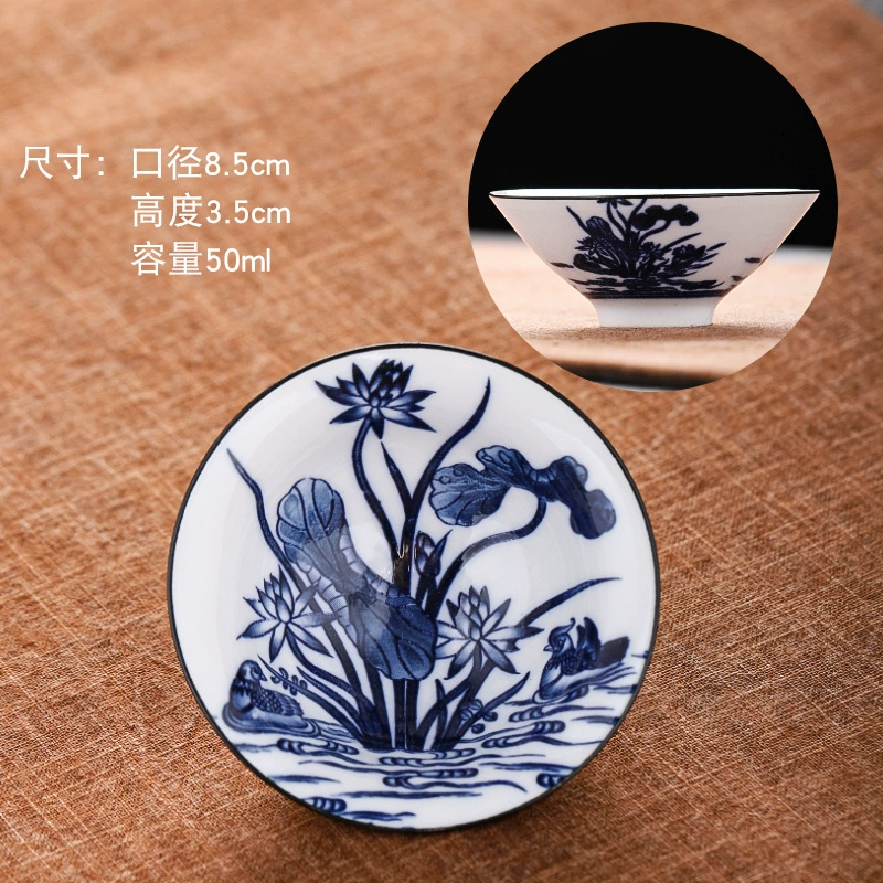 Retro blue and white ceramic tea set, tea cup, Birthday gift