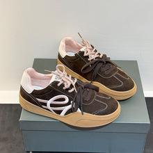 真皮复古德训鞋女2025秋季厚底休闲鞋子女百搭阿甘鞋板鞋高跟