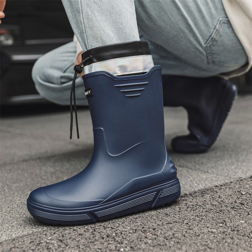 Cross-border fashionable rain boots for men, outdoor versatile waterproof fishing shoes, non-slip kitchen rubber shoes, thick-soled wear-resistant rain boots for men