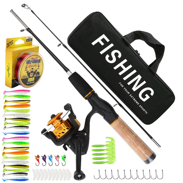 78CM two-section ice fishing rod set with fishing reel, complete fishing bait accessories, outdoor winter fishing gear, available for wholesale