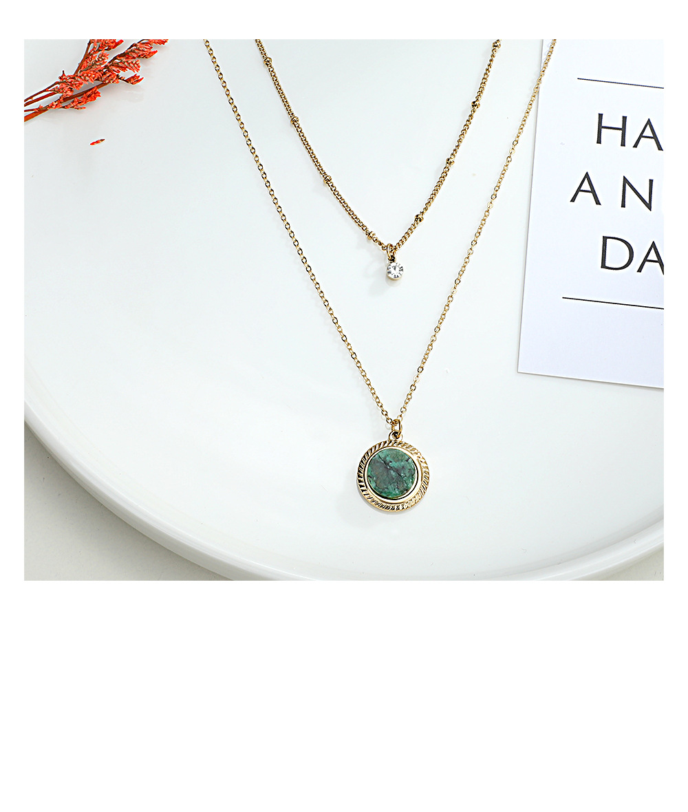 European And American Fashion Korean Style Personalized Natural Stone Pendant Stainless Steel Necklace Multi-layer Clavicle Chain Titanium Steel Clavicle Chain display picture 6