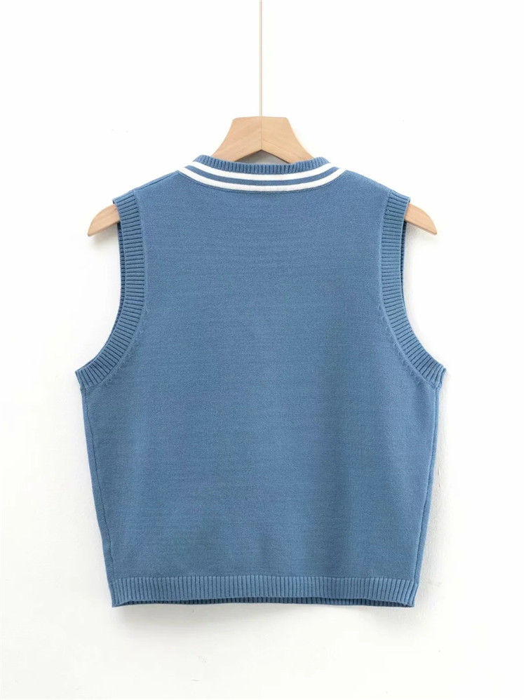Fashion color matching temperament V-neck knitted vest NSLD27893