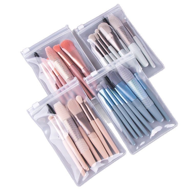 Conjunto de cepillo de maquillaje de explosión transfronteriza, 8 piezas de cepillo de detalle de sombra de ojos Morandi para principiantes. Conjunto de cepillo de brillo alto