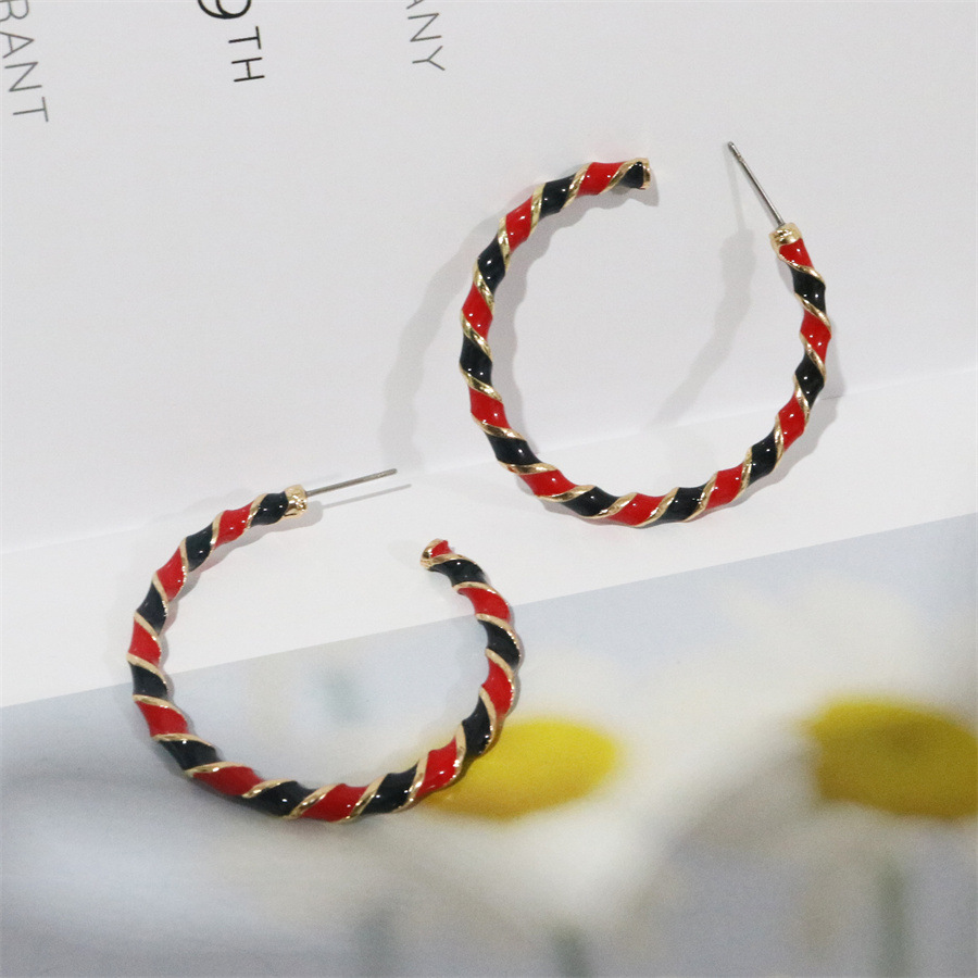 Kerst Klassiek Kleurblokpatroon Druppelende Olie Legering Legering Oorknopjes display picture 6