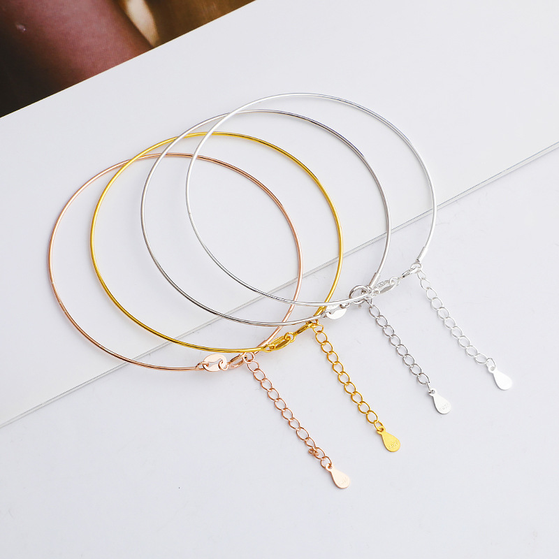 s925銀飾穿心路路通螺絲手圈手鍊光面手環手鐲手工DIY串珠螺絲扣