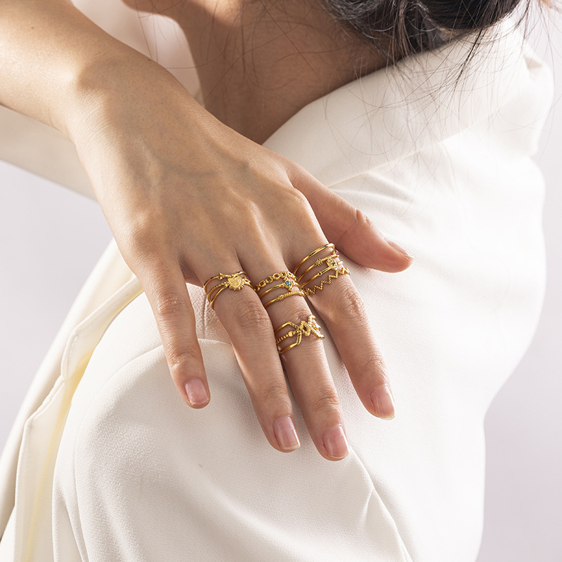 TINA OMU 18k oro de titanio acero anillo de acero inoxidable abierto exagerado anillos de dedos de alta calidad joyas anillos