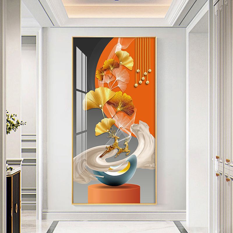 Pintura decorativa del pasillo del pasillo de nueve peces pintura colgante moderna simple pintura mural decorativa vertical de la puerta de la casa image 23