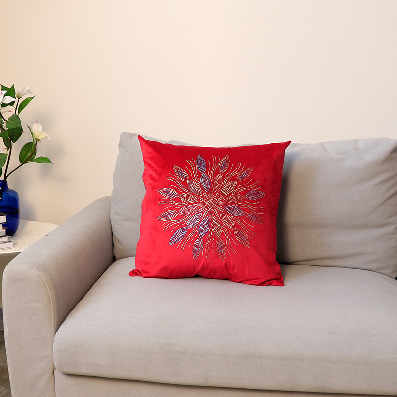 Moderno semplice colore olandese velluto strass fiore federa decorazione della casa modello camera divano cuscino fodera all'ingrosso_voghion.com