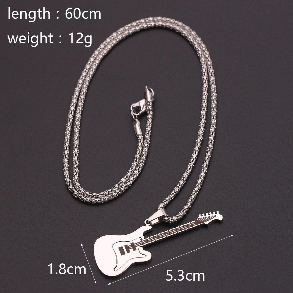 8g Weight Hip-hop Guitar Alloy Plating Men's Pendant Necklace