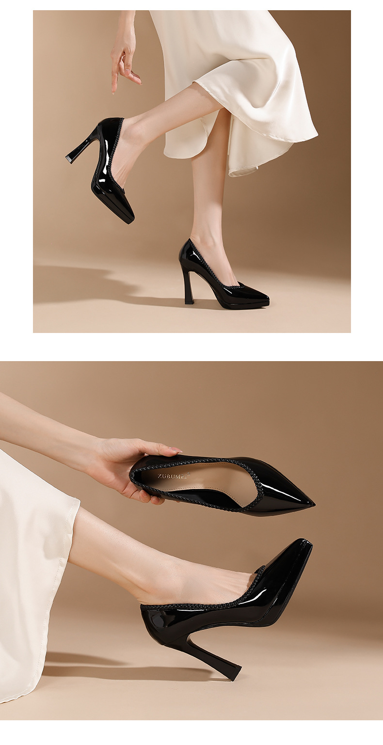 Giày cao gót mũi nhọn nữ gót 10 cm, đế bệt chống nước, màu nude — Màu nude - 10CM chi tiết 6