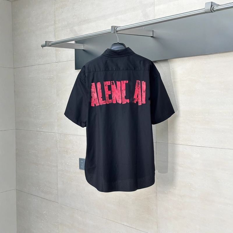 [B Home] Dujia Ready-Made Correct Version Paris 25 New Red Signature Tape Short-Sleeved Shirt Casual Shirt