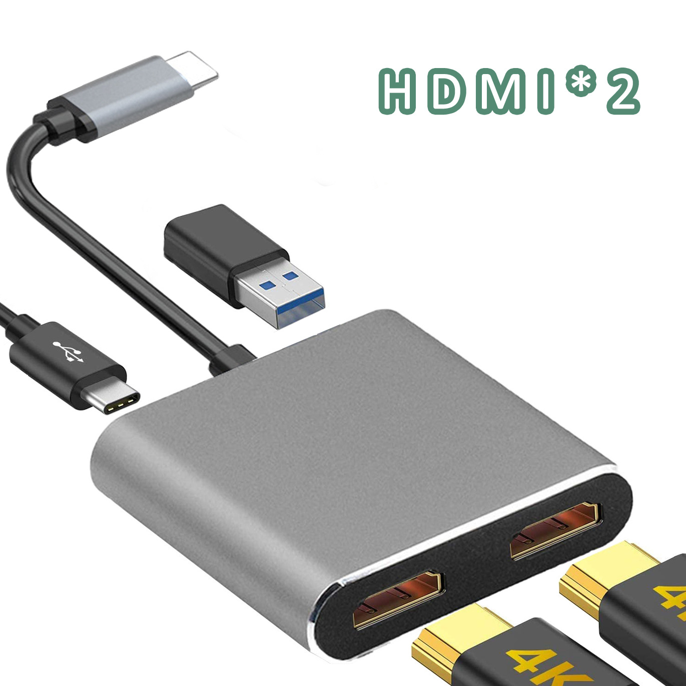 四合一type-c扩展坞USB-c转PD快充 HDMI视频扩展 USB集线器