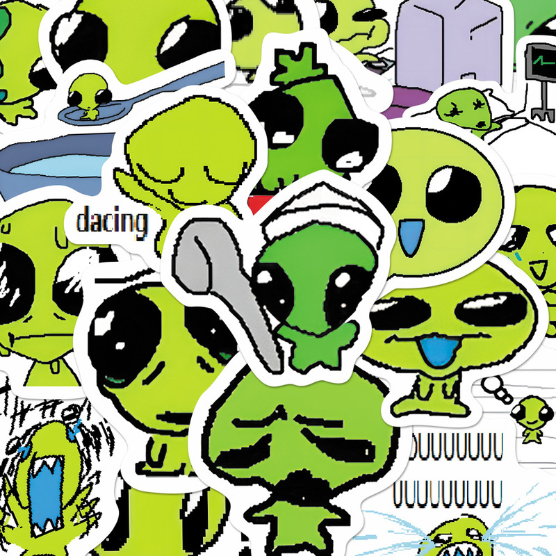 228 Small Alien Stickers Flug Stylish Creative Room Desktop Notebook Phone Case DIY Self-Adhesive