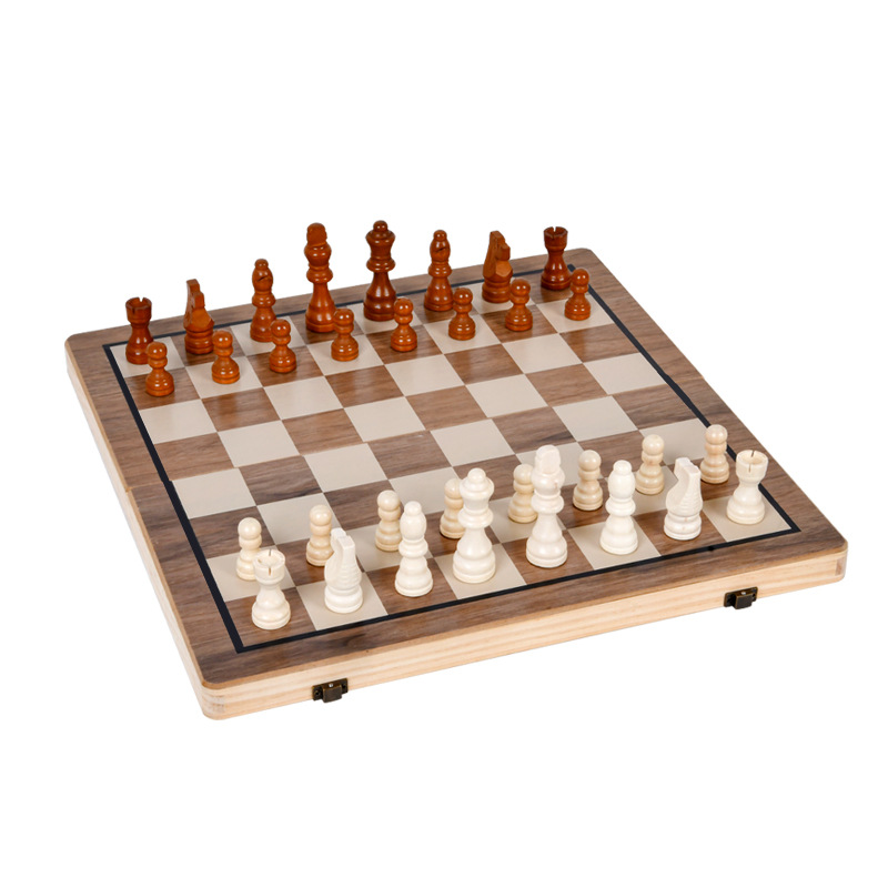 Nogal de ajedrez magnético de madera transfronterizo dos en uno plegable ajedrez adulto niños juguetes educativos competitivos