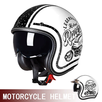 Sales Model Motorcycle Helmet, Three-Quarter, Motosiklet kaskı (dəbilqə) - 618-white-motorcycle-helmet-with-visor-and-inner-mirror-m